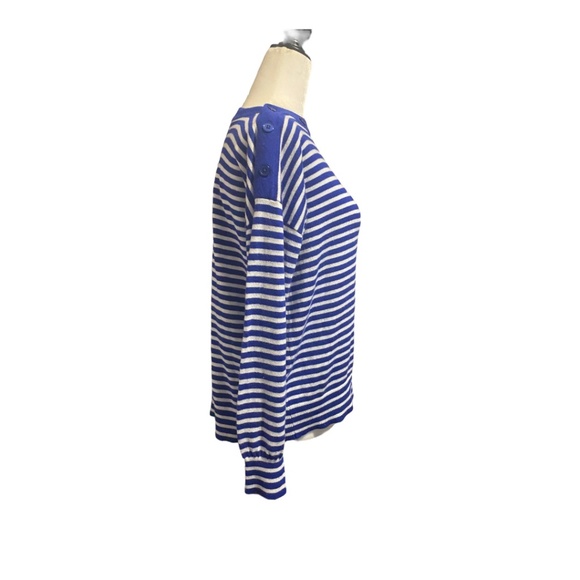 Jeanne Pierre cashmere blend nautical stripes boatneck sweater. Sz. L - Picture 5 of 14